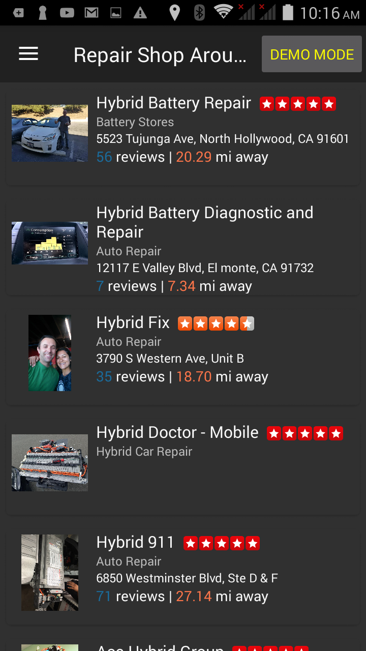 Dr. Prius nearby repair shop page